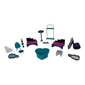 Lol Suprise furniture lot Teal and Black Kids Toy Set